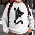 Black Cat Peeking Sweatshirt Gifts for Old Men