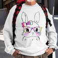 Cute Bunny Rabbit Face Tie Dye Glasses Girl Happy Easter Day Sweatshirt Gifts for Old Men