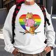 Cute Orange Tabby Cat Skateboarder Rainbow Heart Skater Sweatshirt Gifts for Old Men