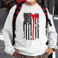 Distressed Patriot Axe Thin Red Line American Flag Sweatshirt Gifts for Old Men