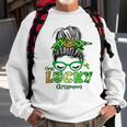 One Lucky Grammy Messy Bun Leopard St Patricks Day Sweatshirt Gifts for Old Men