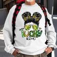 One Lucky Kid Messy Bun Shamrock St Patricks Day Sweatshirt Gifts for Old Men