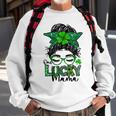 One Lucky Mama Messy Bun Shamrock St Patricks Day Sweatshirt Gifts for Old Men