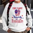Womens July 4Th Flip Flops Fireworks & Freedom 4Th Of July Party V-Neck Sweatshirt Gifts for Old Men