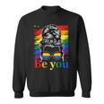 Be You Pride Lgbtq Gay Lgbt Ally Rainbow Flag Woman Face Sweatshirt