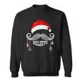Believe Christmas Santa Mustache With Ornaments - Believe Sweatshirt