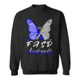 Fasd Awareness Butterfly Blue And Grey Ribbon Fetal Alcohol Spectrum Disorder Fetal Alcohol Spectrum Disorder Awareness Sweatshirt