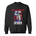 Fully Vaccinated By The Blood Of Jesus Christian USA Flag Sweatshirt