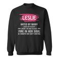 Leslie Name Gift Leslie Hated By Many Loved By Plenty Heart On Her Sleeve Sweatshirt