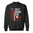 Mens Best Bonus Dad Coach Ever Proud Baseball Daddy American Flag Sweatshirt