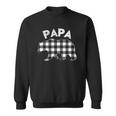 Mens Black And White Buffalo Plaid Papa Bear Christmas Pajama Sweatshirt