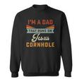 Mens Im A Dad That Runs On Jesus Cornhole Christian Vintage Gift Sweatshirt