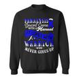 Paralysis Doesnt Come With A Manual It Comes With A Warrior Who Never Gives Up Blue Ribbon Paralysis Paralysis Awareness Sweatshirt