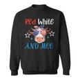 Red White And Moo Patriotic Cow Usa Flag 4Th Of July Farmer Sweatshirt
