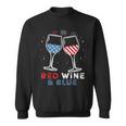 Red Wine And Blue Funny 4Th Of July Wine Lover Patriotic Sweatshirt