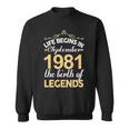 September 1981 Birthday Life Begins In September 1981 V2 Sweatshirt