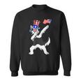 Siberian Husky Dabbing Dog Dad 4Th Of July Sweatshirt