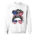 4Th Of July American Flag Patriotic Daughter Messy Bun Usa Sweatshirt