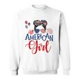 All American Girl 4Th Of July Messy Bun Sunglasses Usa Flag Sweatshirt
