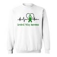 Cerebral Palsy Awareness Heartbeat Green Ribbon Cerebral Palsy Cerebral Palsy Awareness Sweatshirt