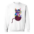 Cute Cat Gift For Kitten Lovers Colorful Art Kitty Adoption Sweatshirt