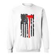 Distressed Patriot Axe Thin Red Line American Flag Sweatshirt