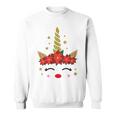 New Christmas Unicorn Face Santicorn Poinsettia Crown Cute Sweatshirt