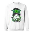 One Lucky Mama Messy Bun Shamrock St Patricks Day Sweatshirt