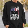 4Th Of July American Flag Skull MotorcycleMen Dad Sweatshirt Gifts for Him