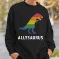 Allysaurus Dinosaur In Rainbow Flag For Ally Lgbt Pride Sweatshirt Gifts for Him