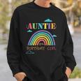 Auntie Of The Birthday Girl Rainbow Theme Matching Family Sweatshirt Gifts for Him