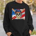 Baseball Skull 4Th Of July American Player Usa Flag Sweatshirt Gifts for Him