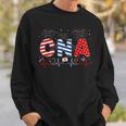 Cna 4Th Of July American Flag Patriotic Usa Stethoscope Sweatshirt Gifts for Him