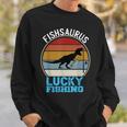 FishsaurusRex Dinosaur Bass Luck Fishing Tournament Sweatshirt Gifts for Him