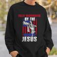 Fully Vaccinated By The Blood Of Jesus Christian USA Flag Sweatshirt Gifts for Him