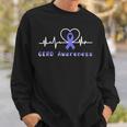 Gerd Awareness Heartbeat Periwinkle Blue Ribbon Gastroesophageal Reflux Disease Gerd Awareness Sweatshirt Gifts for Him