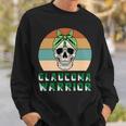 Glaucoma Warrior Skull Women Vintage Green Ribbon Glaucoma Glaucoma Awareness V2 Sweatshirt Gifts for Him