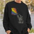 Howling Wolf Rainbow Watercolor Whimsical Animal Sweatshirt Gifts for Him