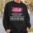 Leslie Name Gift Leslie Hated By Many Loved By Plenty Heart On Her Sleeve Sweatshirt Gifts for Him