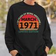 March 1971 50 Years Old Retro Vintage 50Th Birthday Sweatshirt Gifts for Him