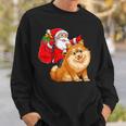 Matching Family Funny Santa Riding Pomeranian Dog Christmas T-Shirt Sweatshirt Gifts for Him