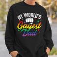 Mens 1 Worlds Gayest Dad Funny Fathers Day Lgbt Pride Rainbow 14 Shirt Sweatshirt Gifts for Him