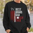 Mens Best Bonus Dad Coach Ever Proud Baseball Daddy American Flag Sweatshirt Gifts for Him