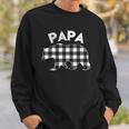 Mens Black And White Buffalo Plaid Papa Bear Christmas Pajama Sweatshirt Gifts for Him
