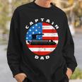 Mens Captain Dad Pontoon Boat Retro Us Flag 4Th Of July Boating Sweatshirt Gifts for Him