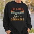 Mens Im A Dad That Runs On Jesus Cornhole Christian Vintage Gift Sweatshirt Gifts for Him