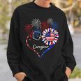 Patriotic Caregiver Sunflower 4Th Of July American Flag Love Sweatshirt Gifts for Him