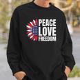 Peace Love Freedom America Usa Flag Sunflower Sweatshirt Gifts for Him