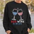 Red Wine And Blue Funny 4Th Of July Wine Lover Patriotic Sweatshirt Gifts for Him