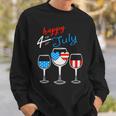 Red Wine Blue 4Th Of July Wine Red White Blue Wine Glasses V4 Sweatshirt Gifts for Him